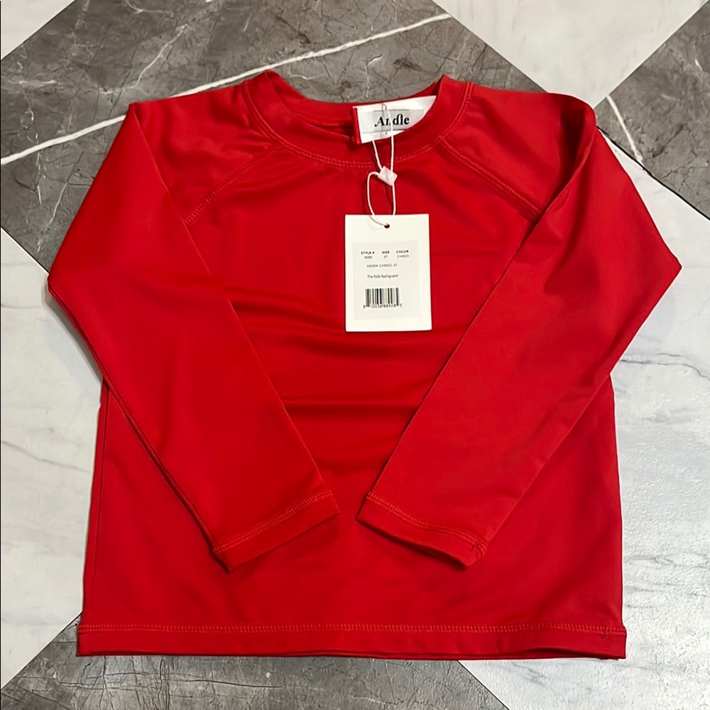 NEW Andie the kids rashguard cherry red swim top sz 2t